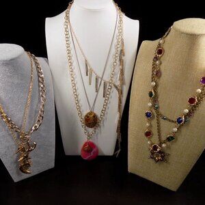 Vintage to Modern Necklace Lot Signed Korea C1946 Gold-tone Retro Chunky Anchor